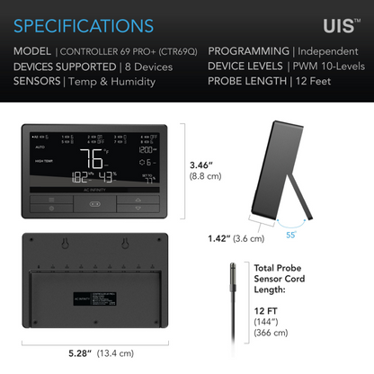 CONTROLLER 69 PRO+, Smart Climate Controller UIS 8-Port, with Temp Humidity VPD Sensor