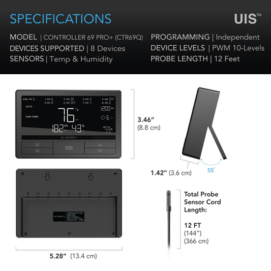 CONTROLLER 69 PRO+, Smart Climate Controller UIS 8-Port, with Temp Humidity VPD Sensor