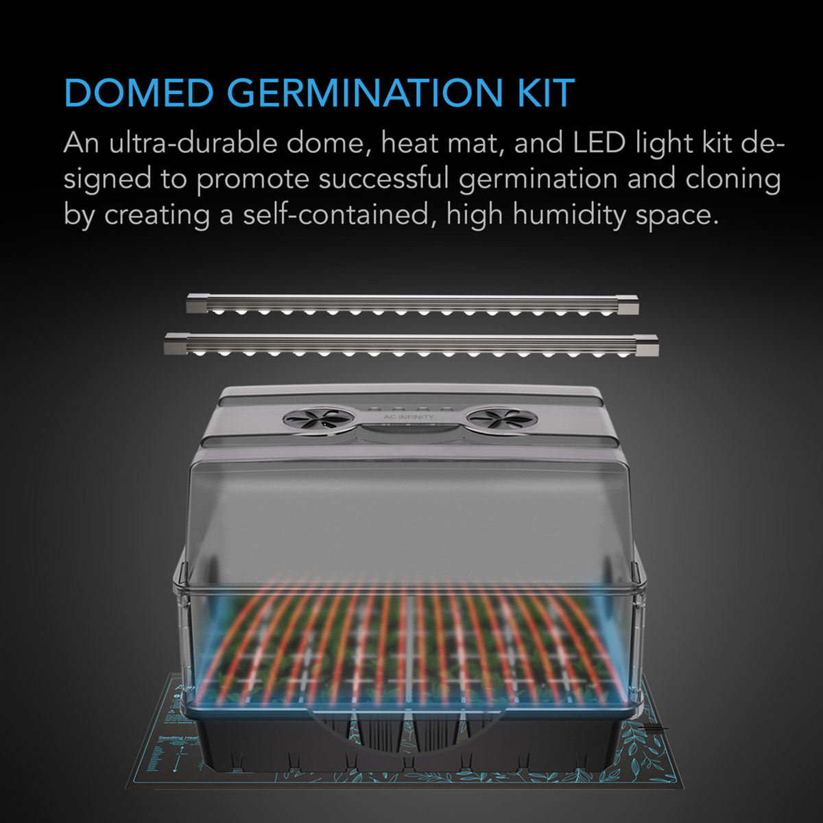 Heavy-Duty Humidity Dome 5x8 Kit with LED Lighting and Heating Mat Seed starting and cloning
