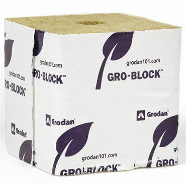 Grodan® Improved GR10 Gro-Block™ Strip - 4in Block (Large) - Pre-Cut Hole - 4in x 4in x 4in - Unwrapped