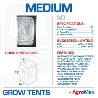 Agromax Medium 4×4 Grow Tent, Tent Only