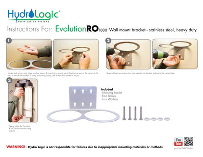 HydroLogic® Evolution-RO™ 1000 Wall Mount Bracket - Stainless Steel