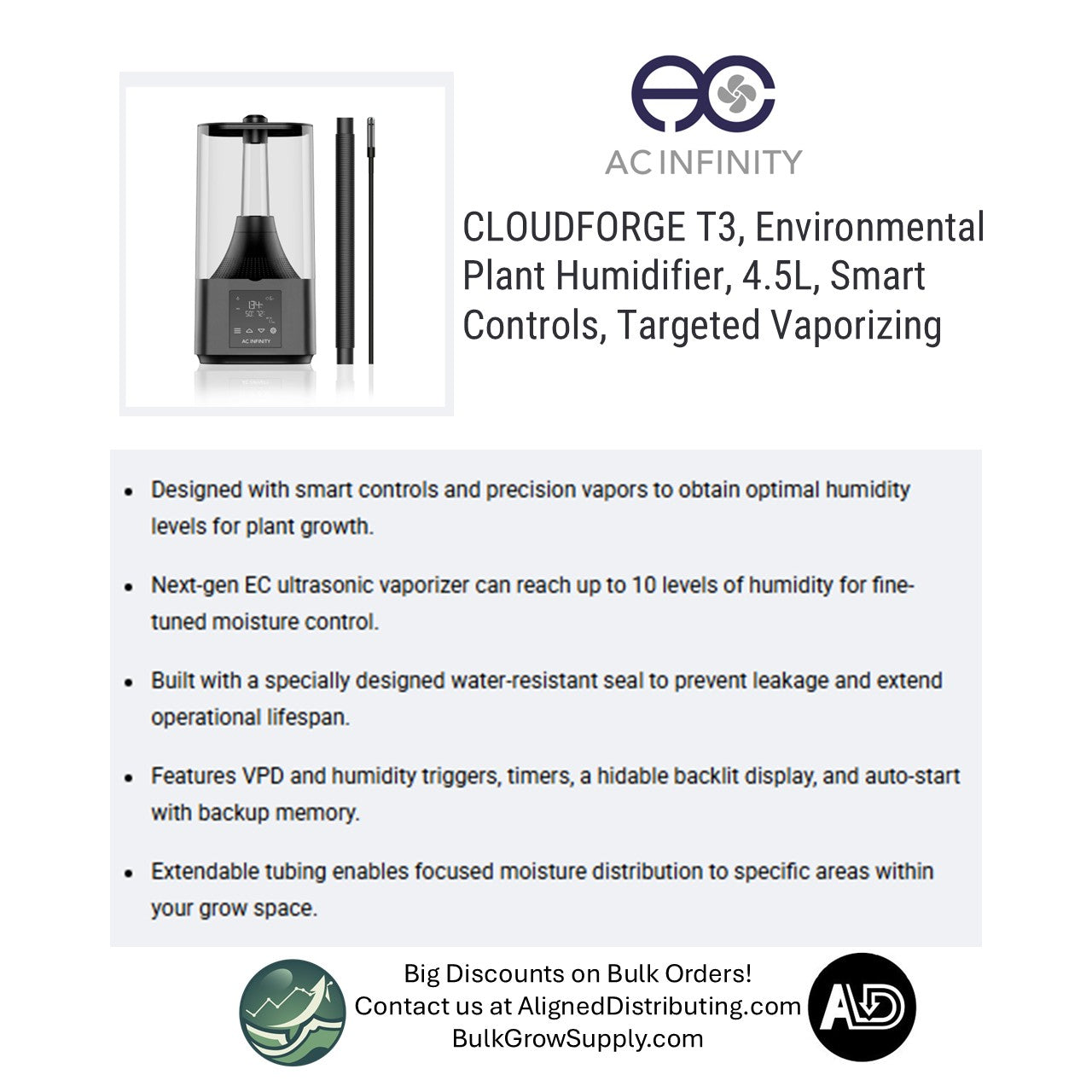 CLOUDFORGE T3, Environmental Plant Humidifier, 4.5L