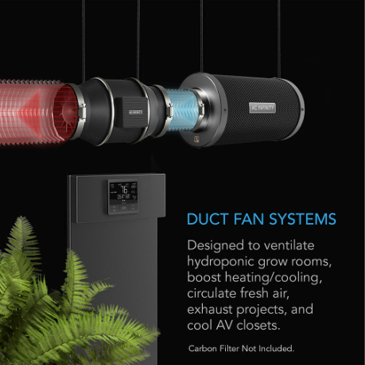 CLOUDLINE PRO T6, Quiet inline duct fan system with temperature humidity VPD controller, 6 Inch