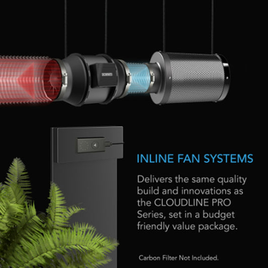 CLOUDLINE A4, Quiet Inline Fan 4" with Speed Controller